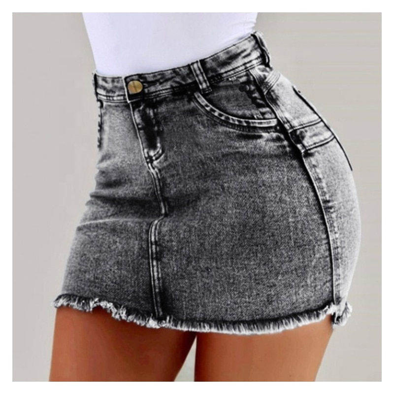 Miniatura: Sexy Women Denim Skirts Solid Color Skinny Short Skirt Summer Fashion New Washe