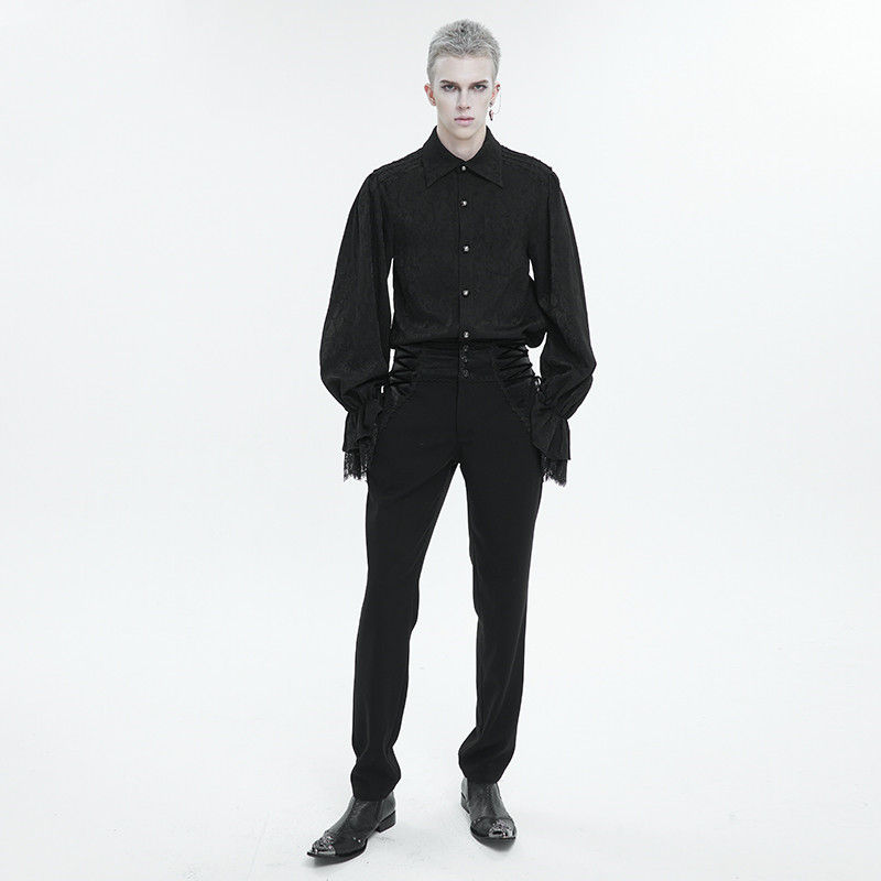 Men's Ruffled Gothic Long Sleeved Shirt