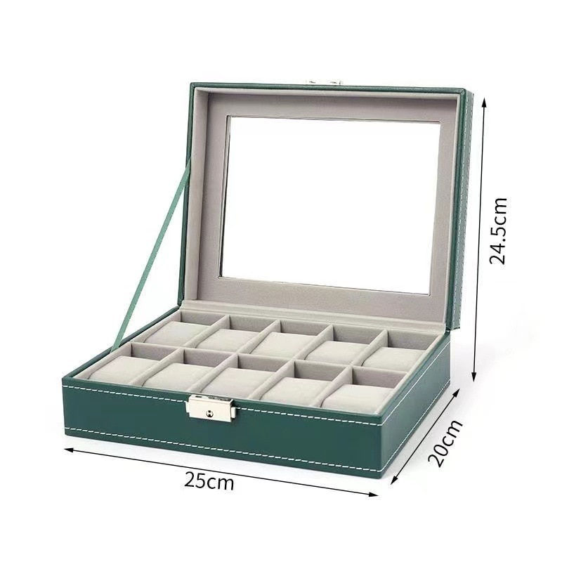 Thumbnail: New Watch Box 6/10/12 Grids  PU Leather Watches Display Case Jewelry Holder Sto