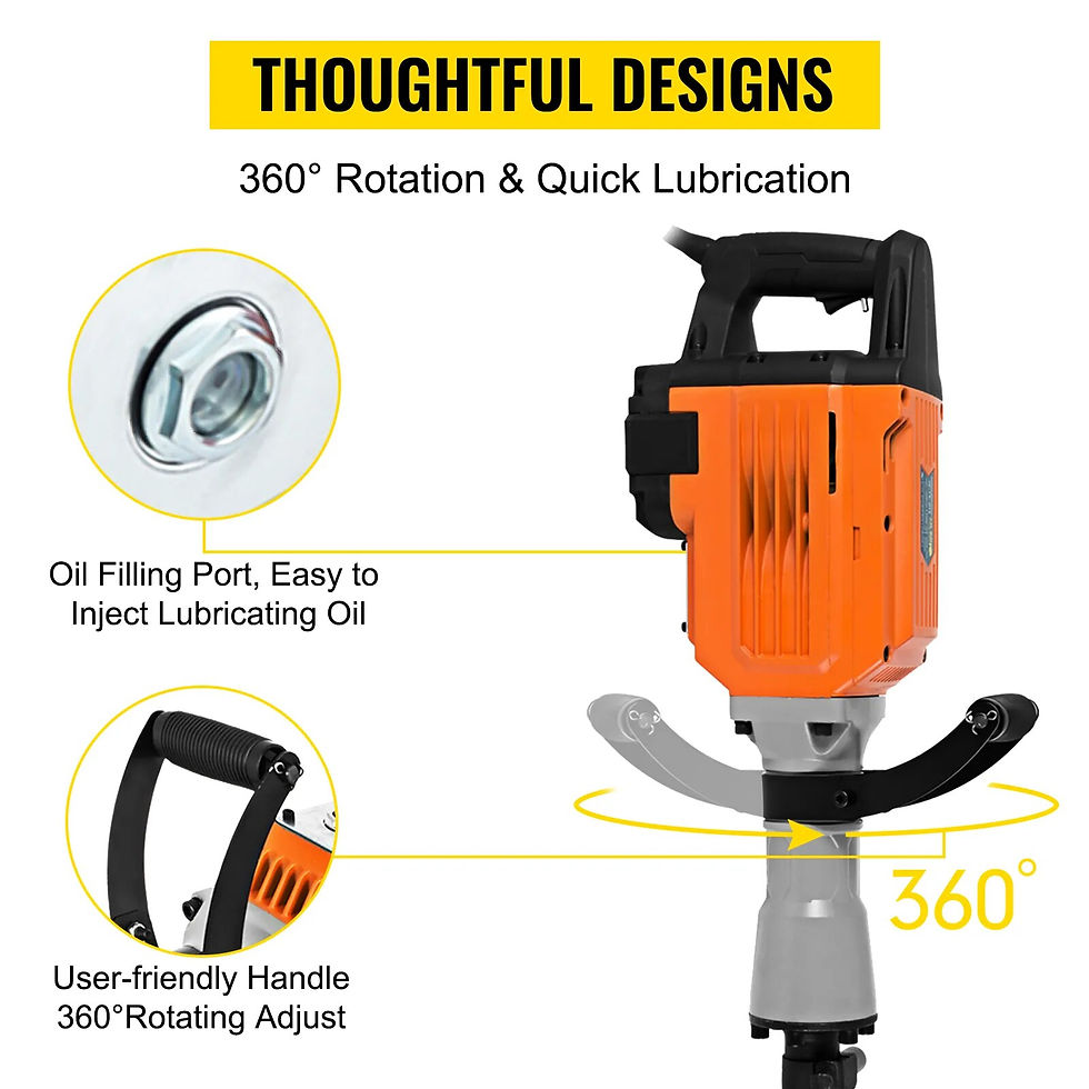 Thumbnail: VEVOR 1400W 1500W 3600W Demolition Jack Multifunctional Rotary Hammer Ground Br