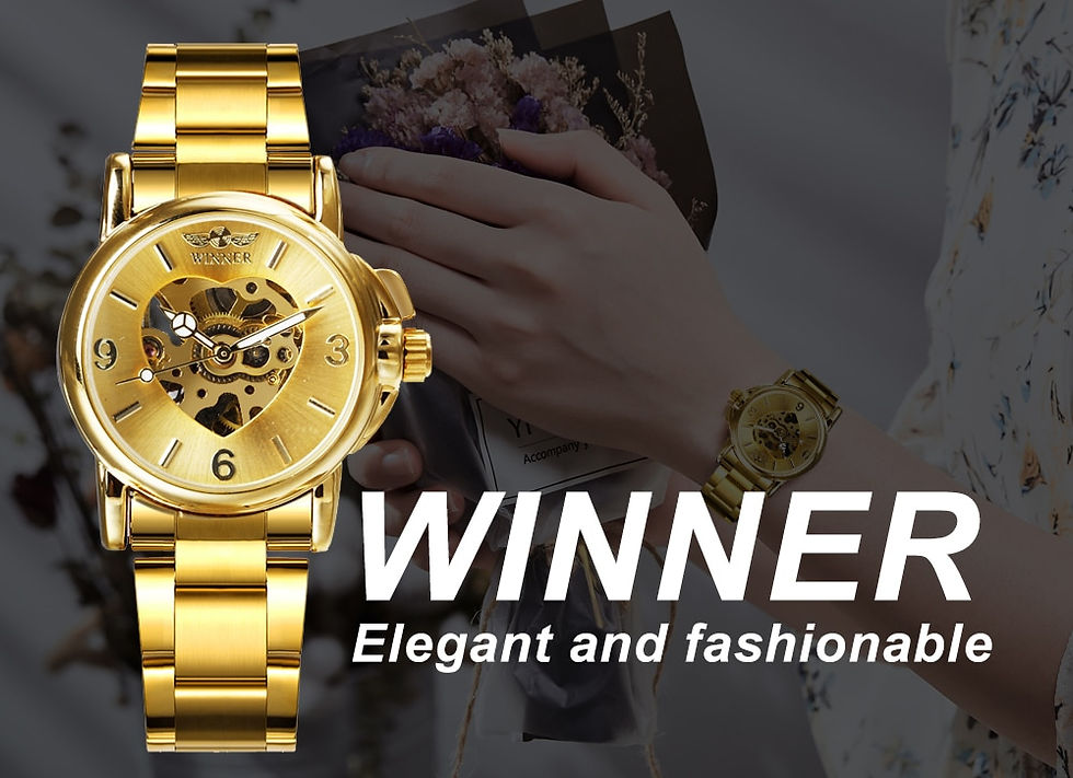 Thumbnail: WINNER Fashion Skeleton Watch for Women Elegant Luxury Brand Automatic Mechanic