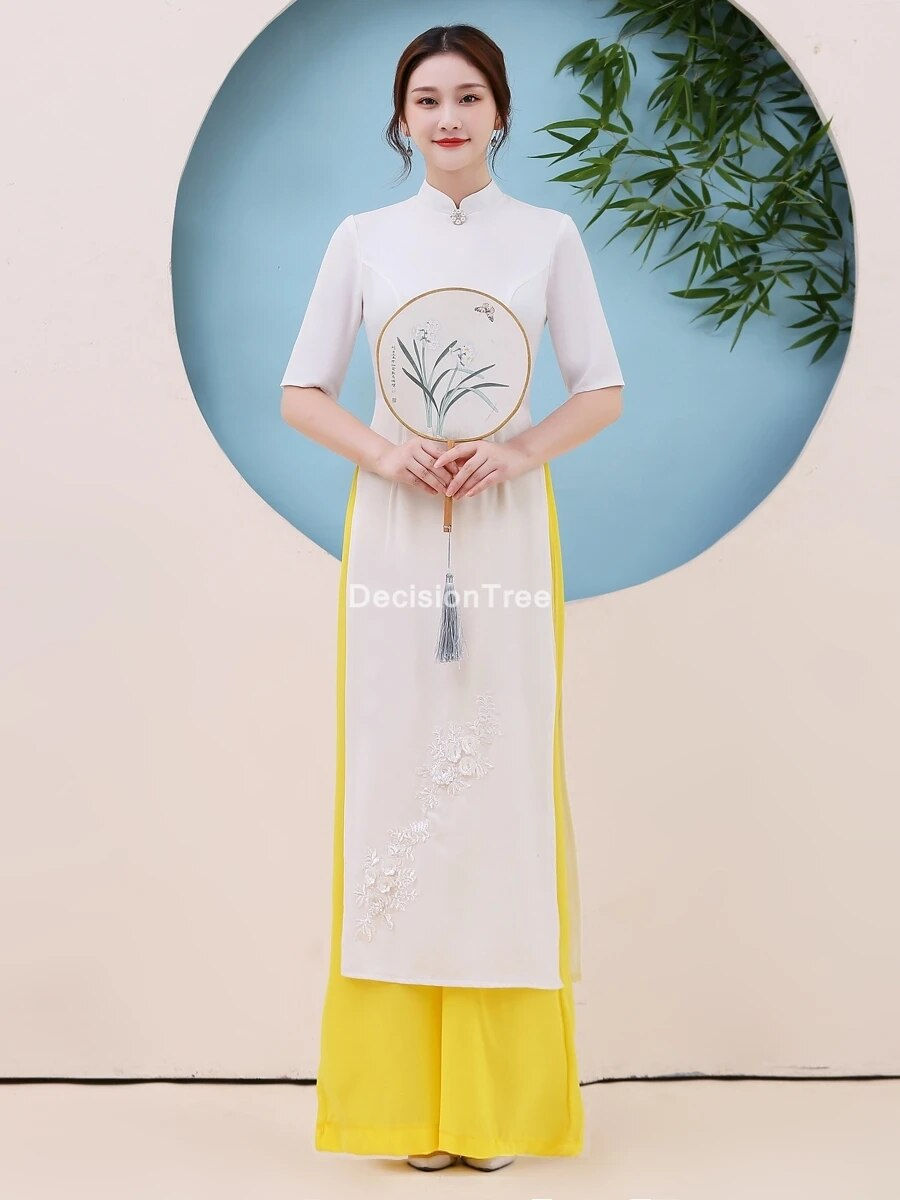 Miniatura: 2022 ao dai dress vietnam dress women oriental chiffon lace dress vietnam cloth