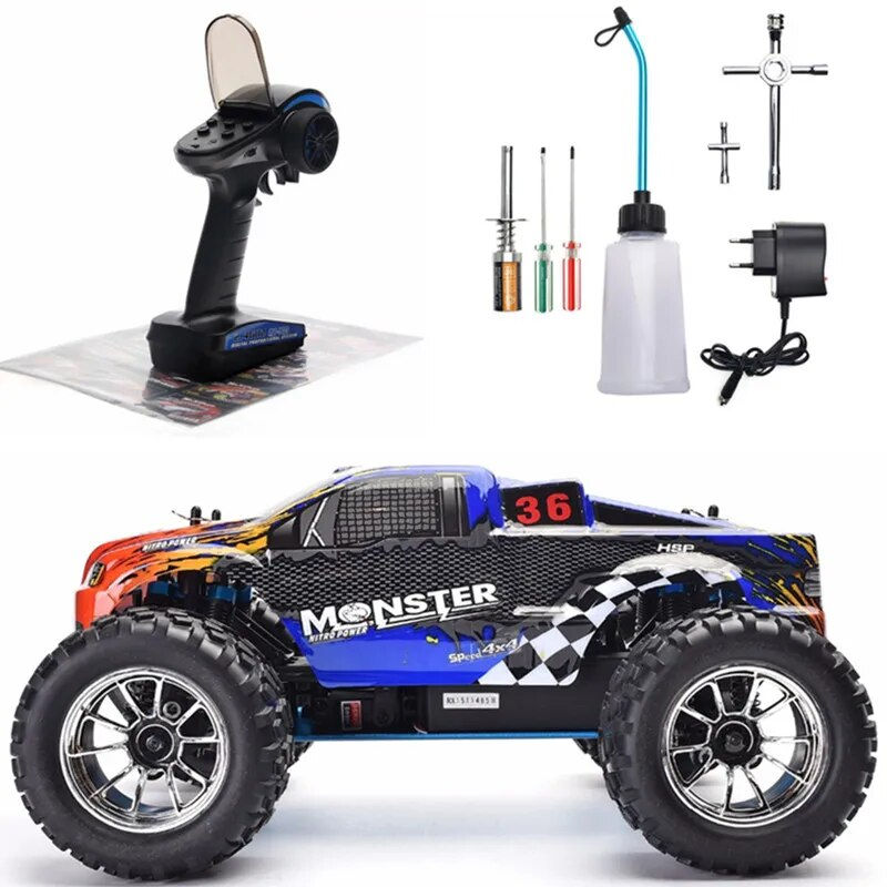 Thumbnail: HSP RC Car 1:10 Scale Two Speed Off Road Monster Truck Nitro Gas Power 4wd Remo