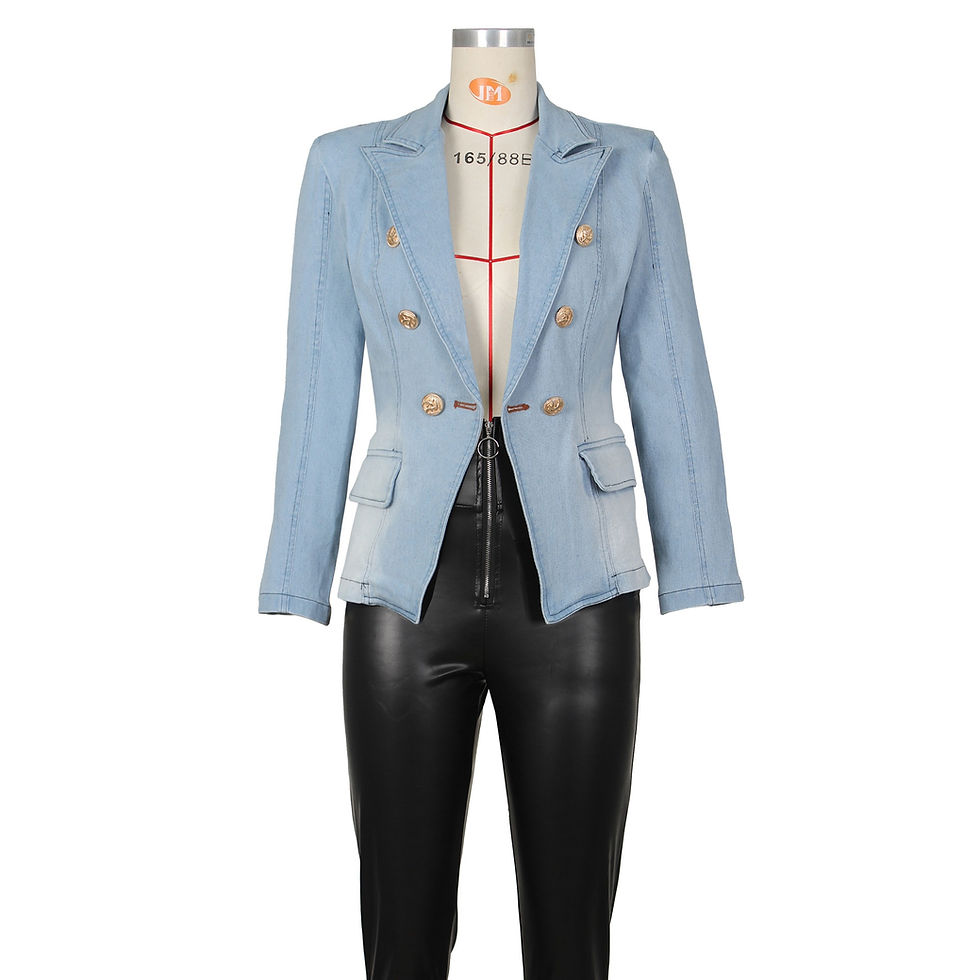 Thumbnail: Echoine Hight Quality Elegant Fashion Blue Denim Blazer Jacket Women Streetwear