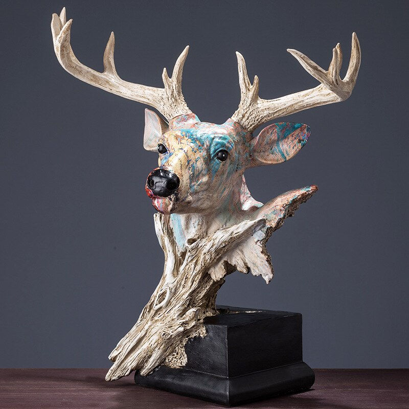 Thumbnail: Nordic ornament decoration resin simulation deer head statue home office