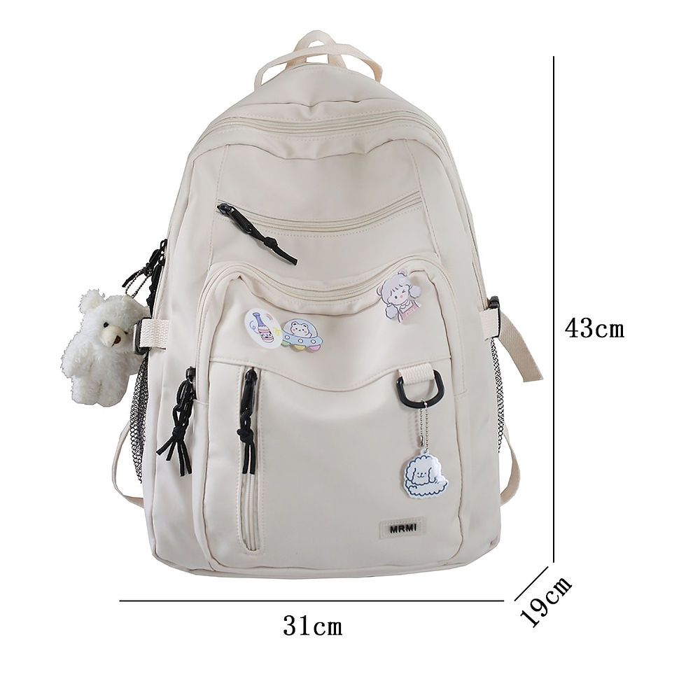 Thumbnail: Fashion Big Student Backpack NEW Badge Rucksack Girls School Bag High Capacity