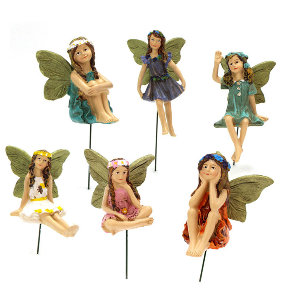 Mini Fairy Figurines Elf Set Miniatures Resin Crafts Statues Garden LawnMicro L