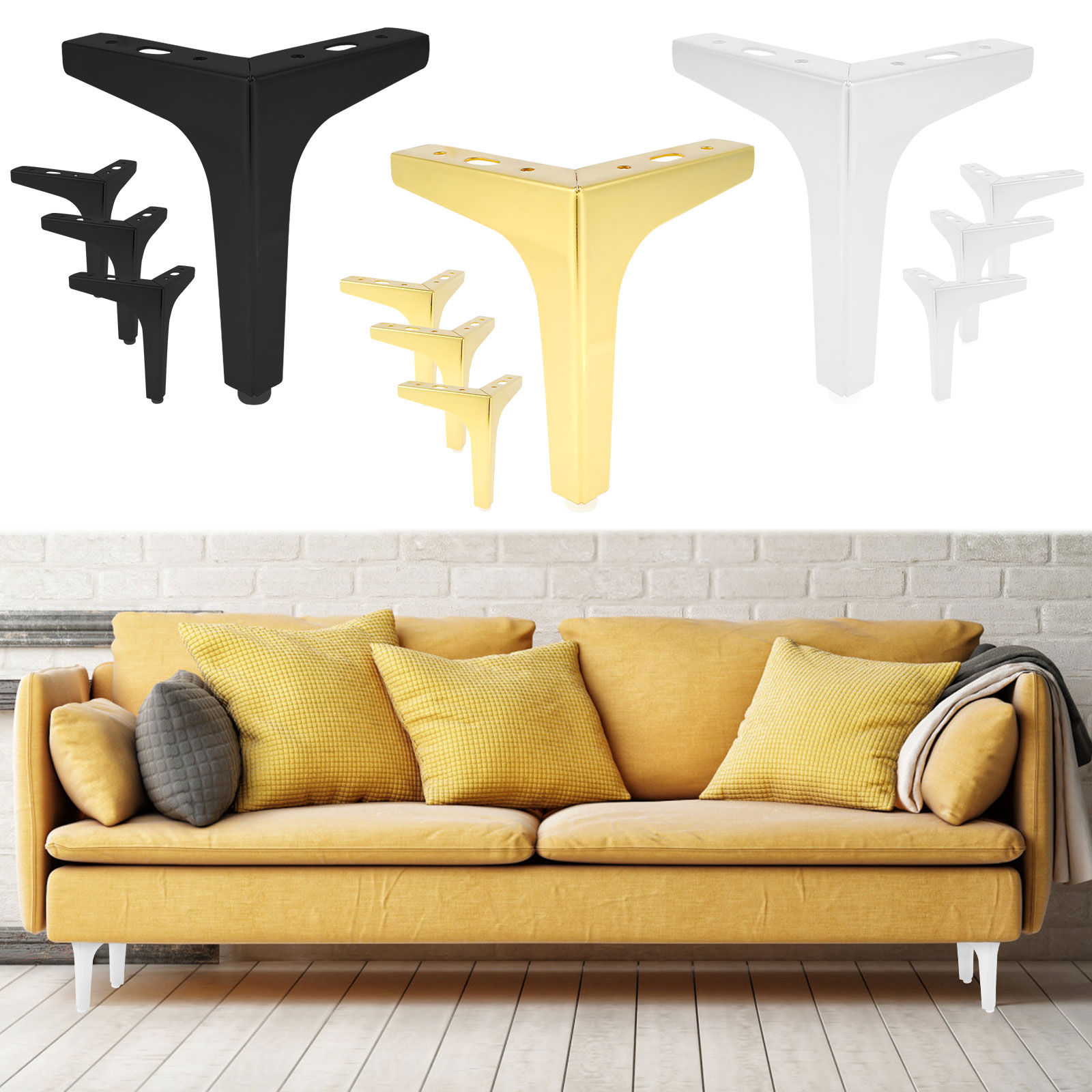 4Pcs 6 Inch Furniture Legs, Modern Style Furniture Sofa Legs Metal Triangle Fee