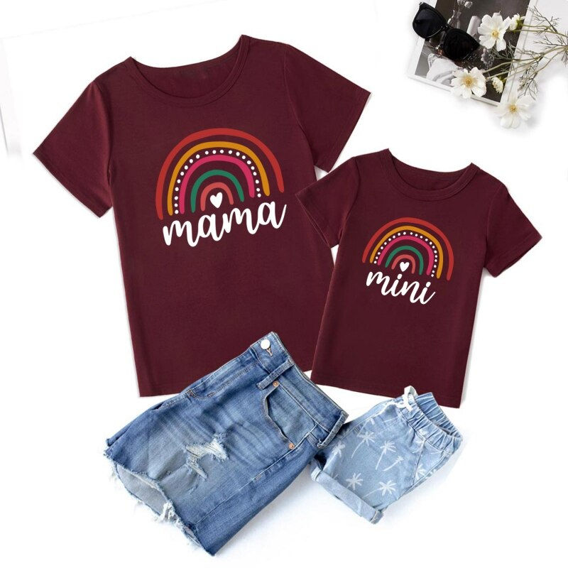 Miniatura: Baywell Mama Mini Rainbow Print Family Matching Outfits Mother Baby Matching