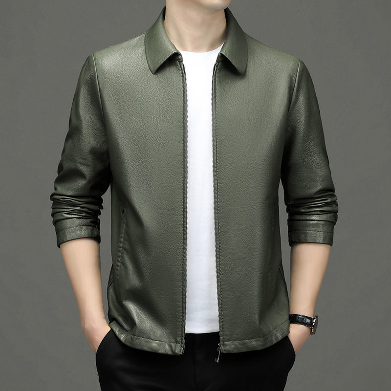 Thumbnail: Lapel Ecological Real Leather Clothes Coat Leather Jacket Men