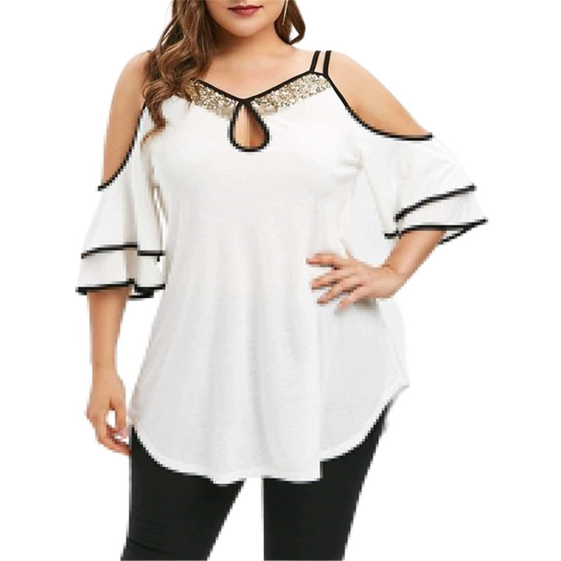 Thumbnail: Loose Plus Size Women Tunic Top Street Wear Off Shoulder Oversized Baggy Tee Sh