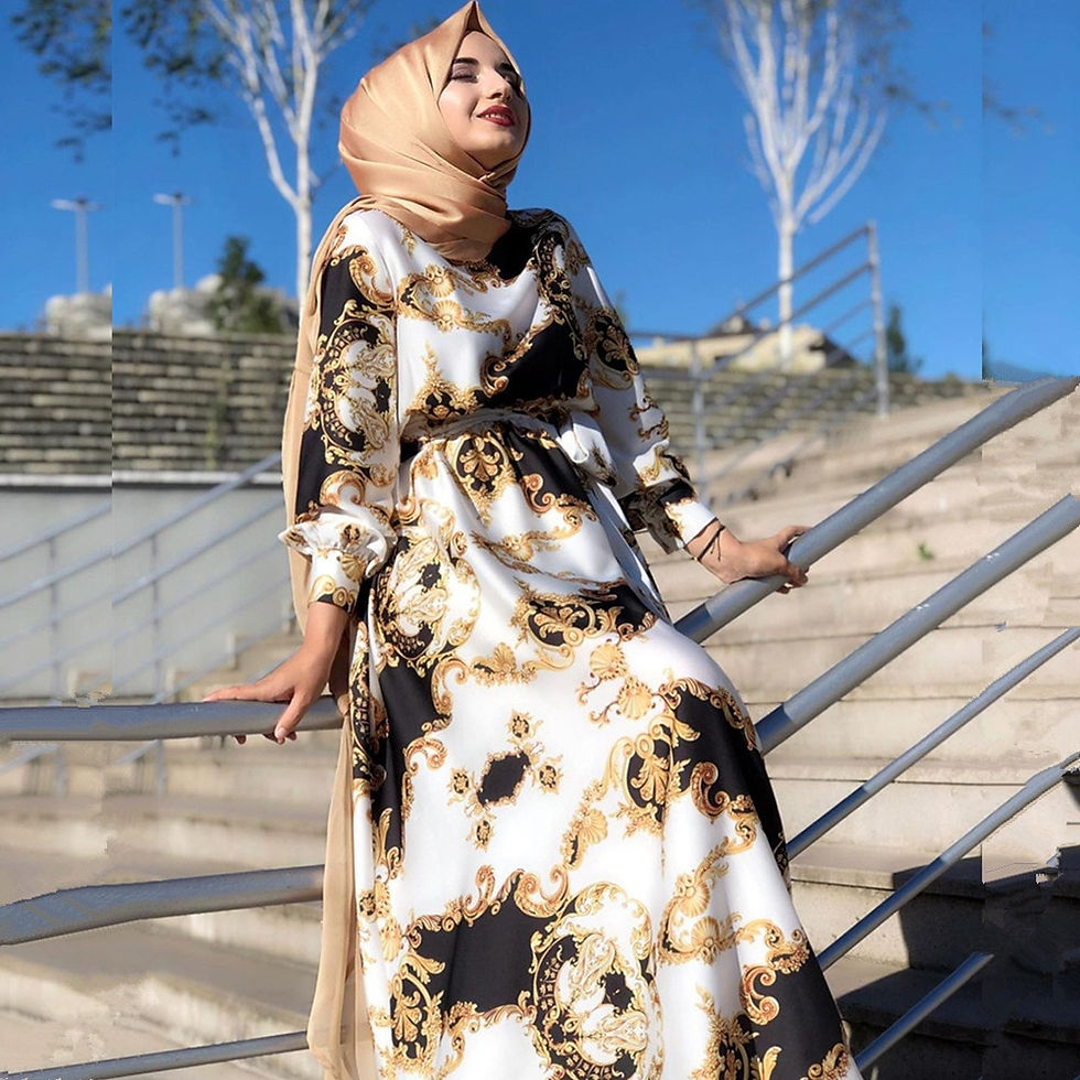 Thumbnail: Middle East Dubai Abaya Maxi Dress Long Sleeve Dubai Arabic Moroccan Ethnic