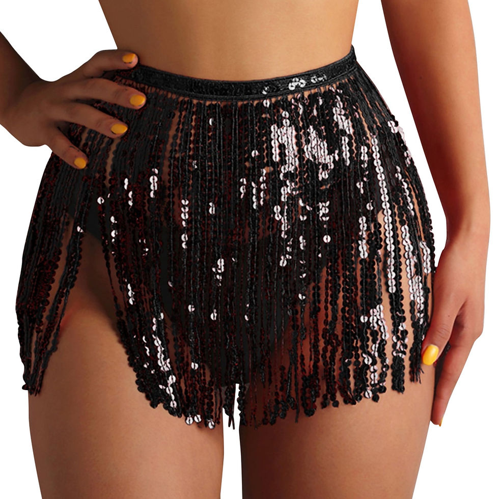 Thumbnail: Women Short Sequin Swimskirt Fringe Cover Up Skirt Beach Wrap Bikini Shiny Wrap