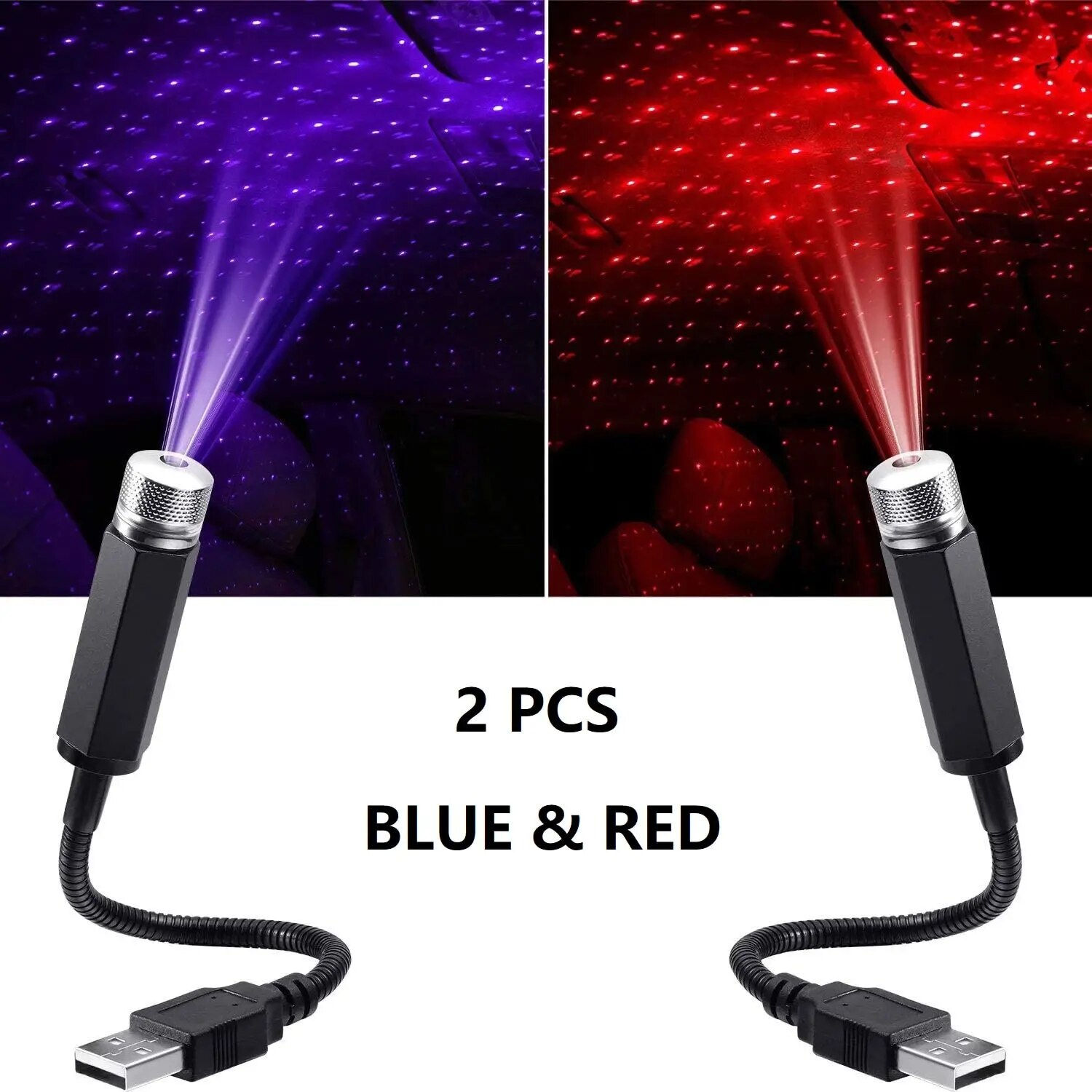 2pcs Mini LED Car Roof Star Night Light Projector Atmosphere Galaxy Light USB D