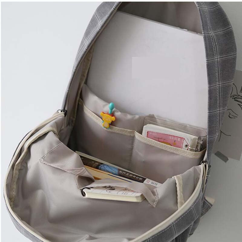 Thumbnail: Fashion Girl College School Bag Casual New Simple Women Backpack Striped Book P