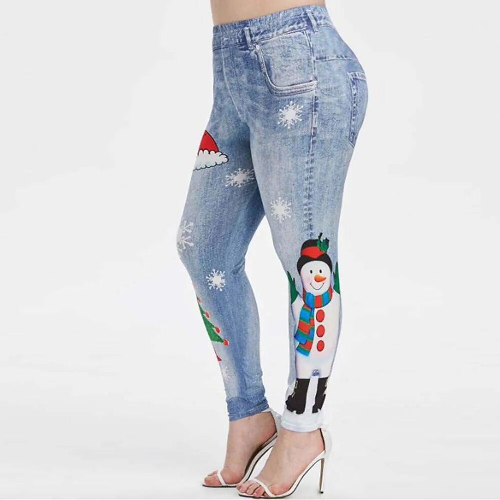 Thumbnail: 2023 Christmas Women's High Waisted Skinny Leggings Xmas Print Stretch Trousers