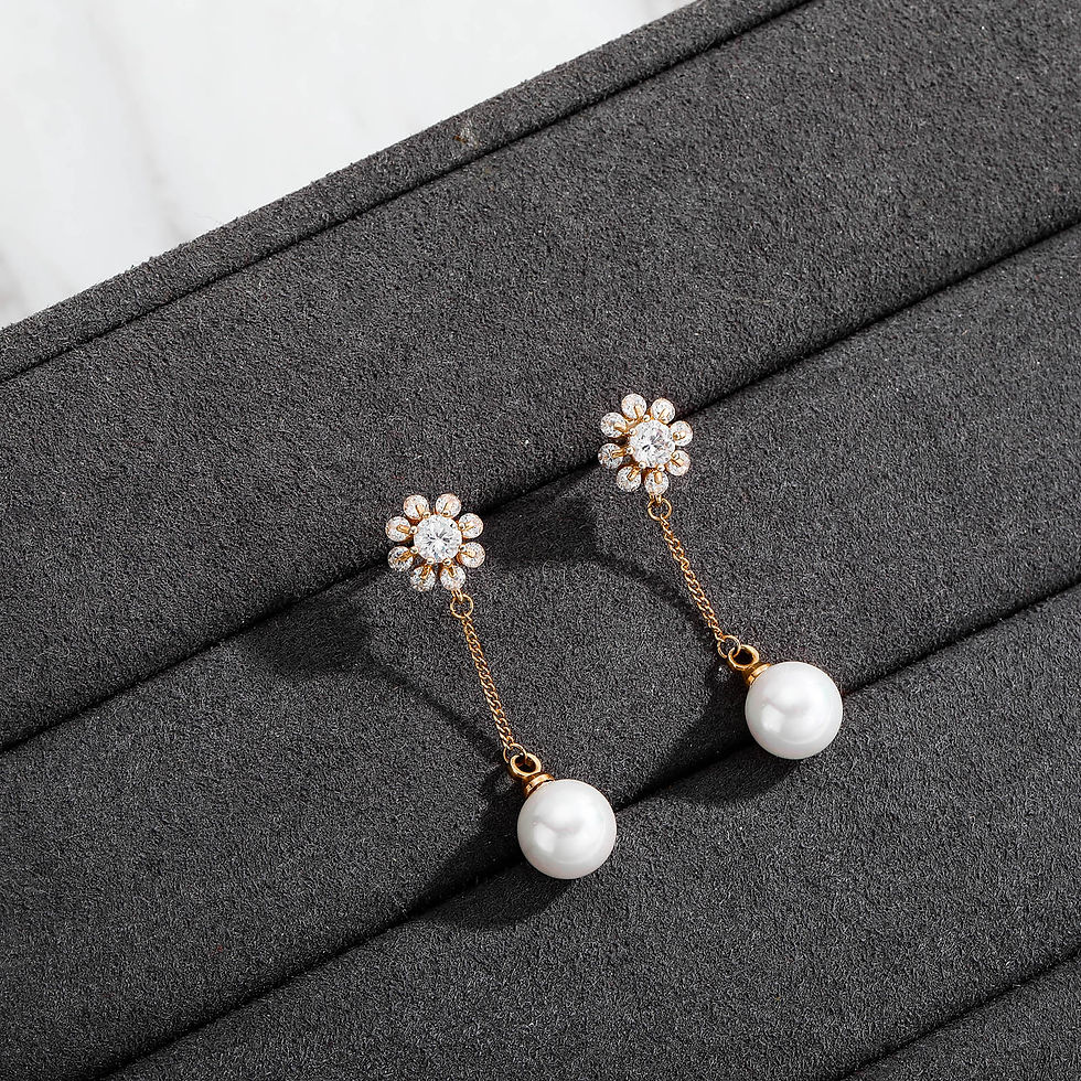ภาพขนาดย่อ: JINAO 2021 NEW Long Earrings With Pearl Pendant High Quanlity Freshwater Pearl