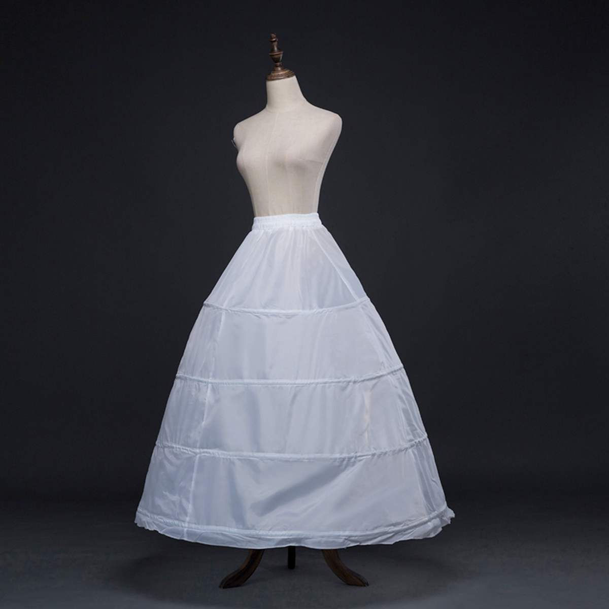 White A Line Hoop Long Petticoat Crinoline Ball Gown Skirt Underskirt Wedding
