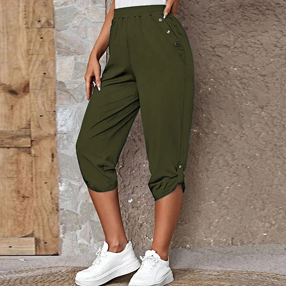 Thumbnail: Plus Size Oversized Womens Capri Chino Yoga Crop Joggers Trousers Casual Joggin