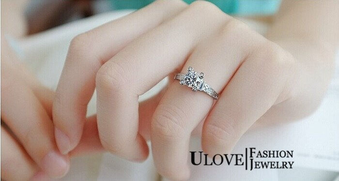 Thumbnail: US STOCK Engagement Ring Silver Rings for Women Cubic Zirconia Jewelry