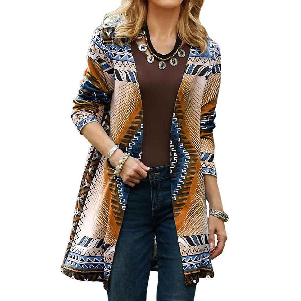 Miniatura: L-5XL Plus Size Indie Folk Cardigan Jacket 2023 Autumn And Winter Long Women Co