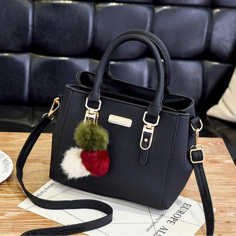 Thumbnail: PU Leather Ladies HandBags Women Vintage Purse Plush Tassel Messenger Bags Tote