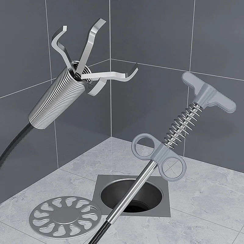 Миниатюра: 1pc 160CM Sewer Pipe Unblocker Snake Spring Pipe Dredging Tool Kitchen Bathroom