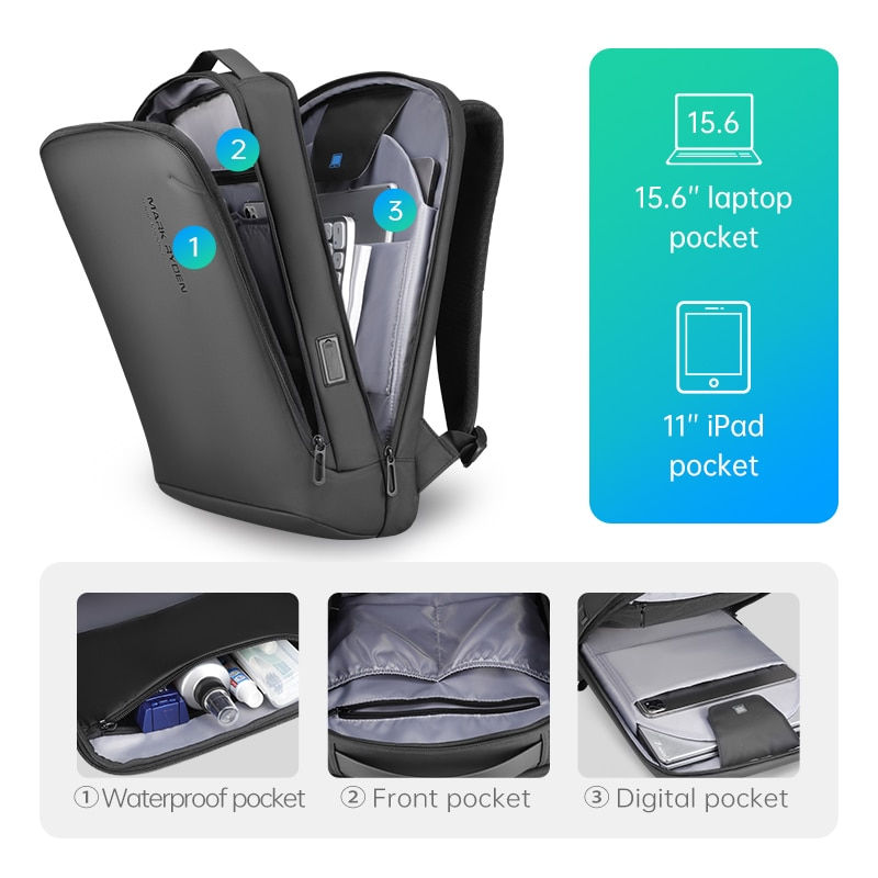 Thumbnail: MARK RYDEN Minimalist Backpack Business Hard Shell Front Thin Laptop Backpack B