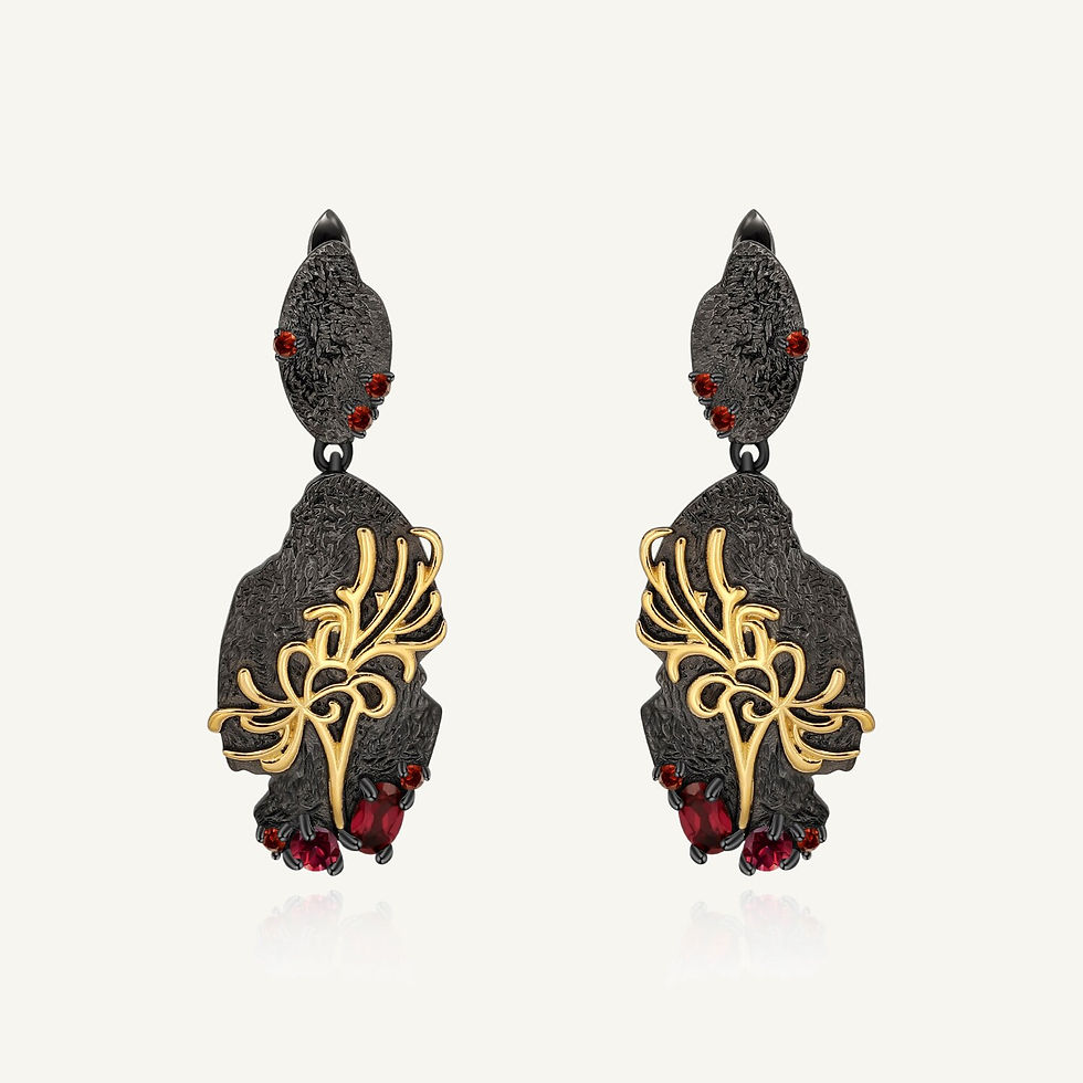 Thumbnail: GEM'S BALLET Natural Red Garnet Statement Earrings for Women Jewelry 925 Sterli