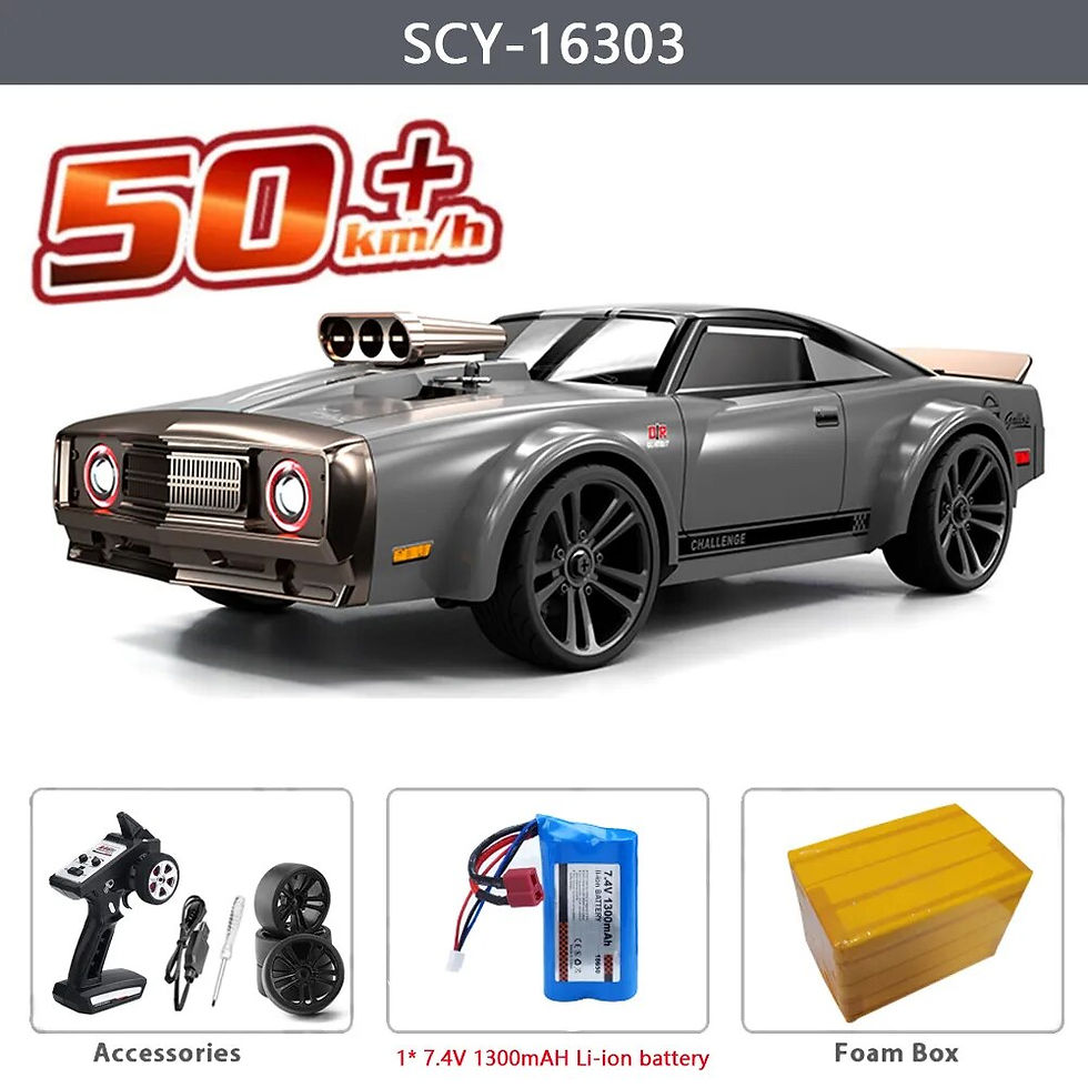 섬네일: 16303 1:16 50KM/H RC Car 4WD With LED Remote Control Muscle Cars High Speed Dri