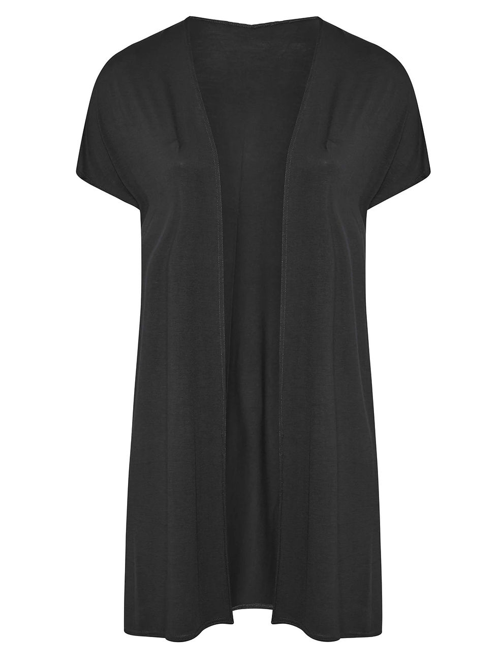 Thumbnail: Plus Size Summer Casual Longline Cardigan Women Short Sleeve Loose Black Kimono