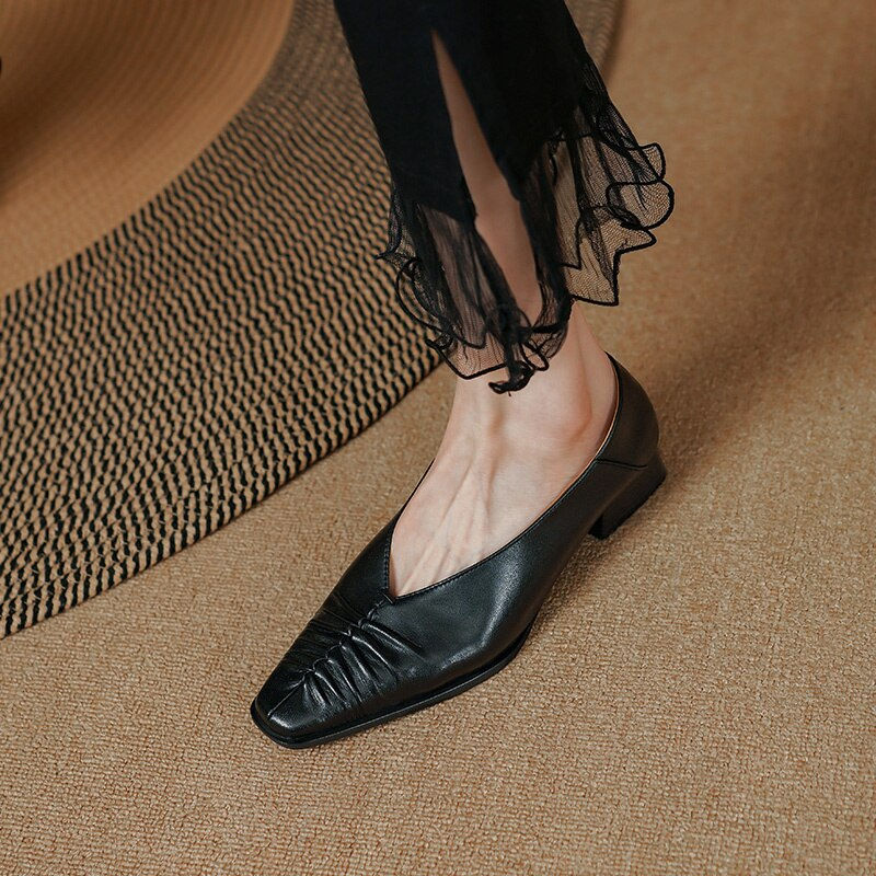 ภาพขนาดย่อ: 2023 new spring women pumps natural leather 22-24.5cm length sheepskin+pigskin