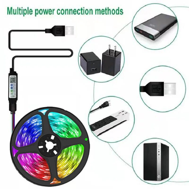 Thumbnail: LED Strip Lights RGB APP Control Color Changing Lights with 24 Keys Remote Mode