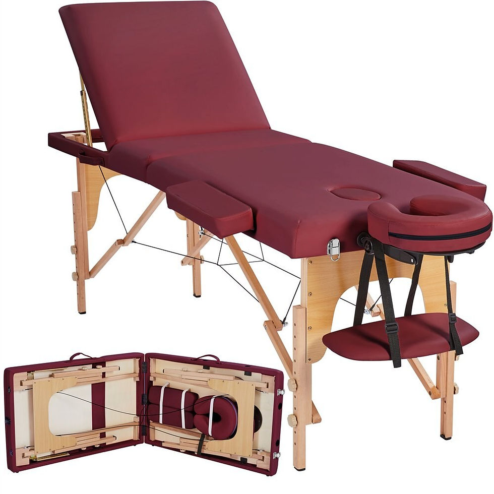 Thumbnail: 3-Fold Portable Wooden Massage Table for Spa Treatments & Tattoos, 84",Burgundy