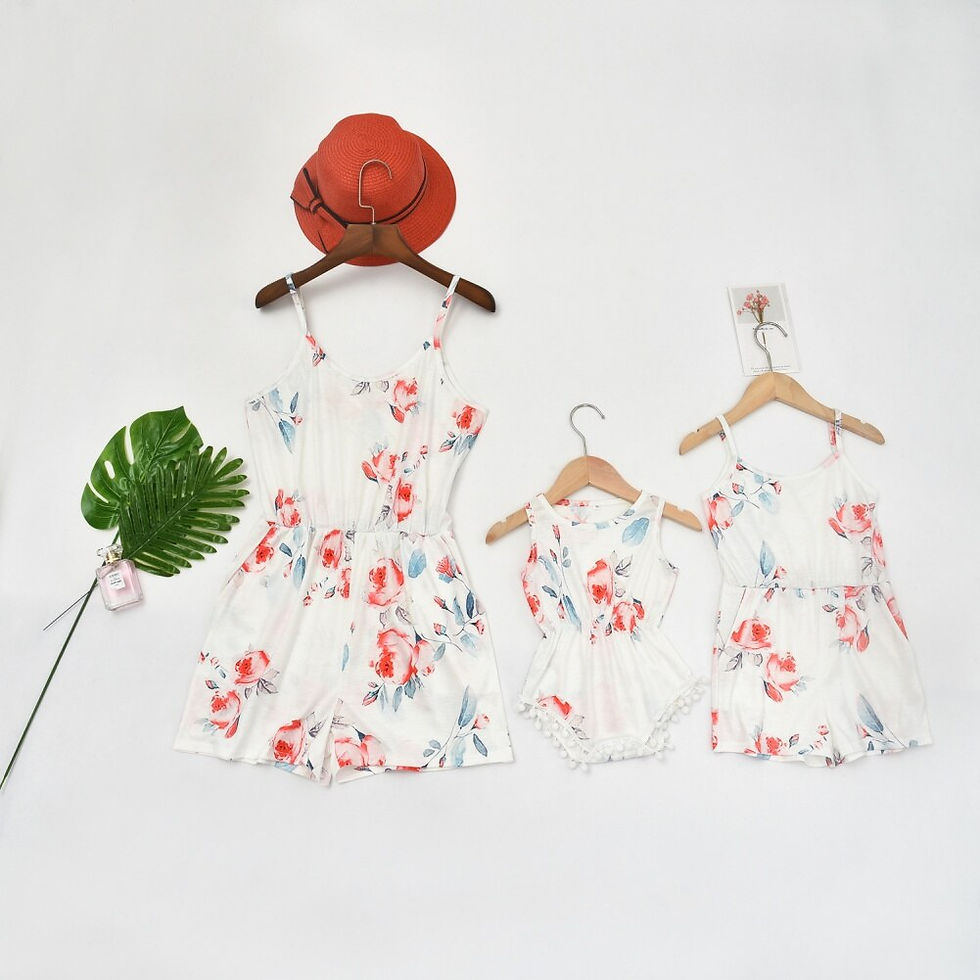 Thumbnail: Baywell Summer Family Matching Outfits Mother-daughter Flower Printed Jumpsuit