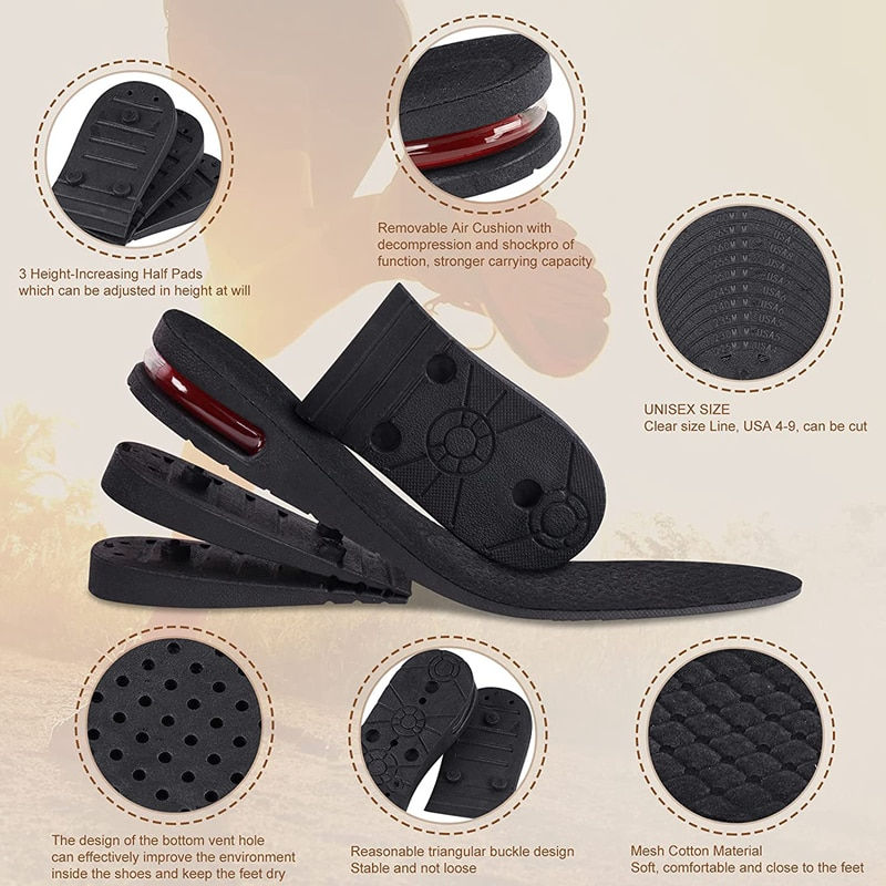 Thumbnail: New Foot Pad Invisible Insole Cut Shoe Heel Insert Taller Support Absorbing Inc