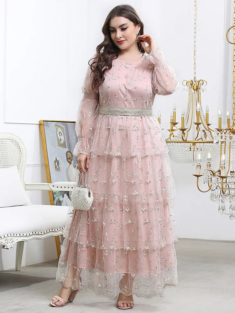 Thumbnail: TOLEEN Women Plus Size Maxi Dresses 2023 Luxury Designer Chic Elegant Long Slee