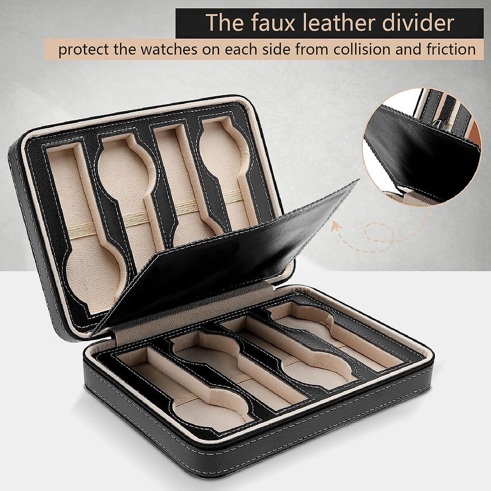 Thumbnail: 2/4/8 Slots Portable Watch Organizer Box,Zippered Watch Display Storage Box,Tra