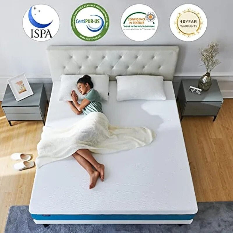 Imej kecil: IYEE NATURE Queen Mattress, 14 inch Gel Memory Foam Mattress in a Box, Foam Bed