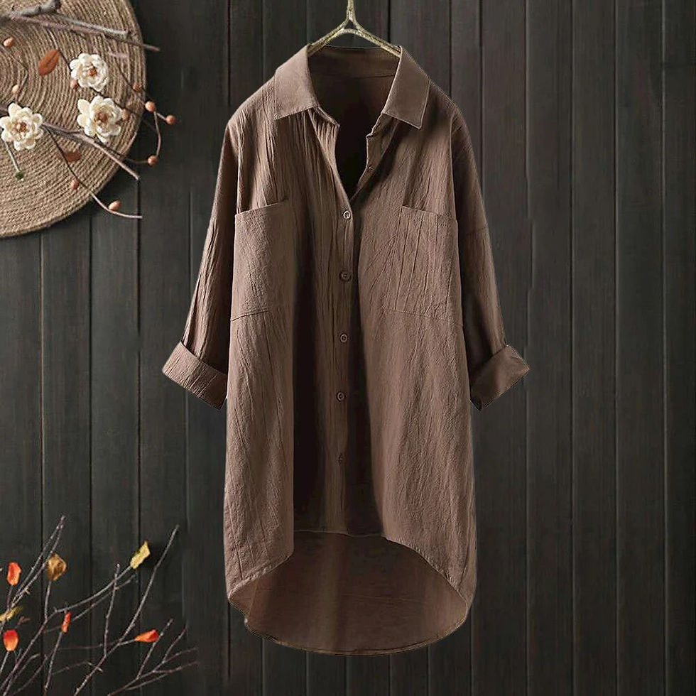 Thumbnail: Women's Autumn Solid 3/4 Long Sleeve Tunic Tops Ladies Winter Turn-down Collar