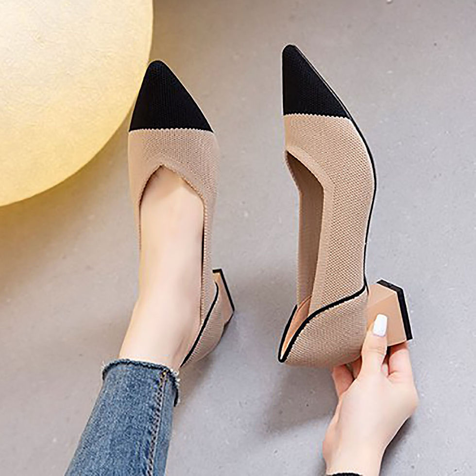 Thumbnail: Fashion Spring Pointed Summer Heels For Women Dressy Breathable Thick Heel Squa