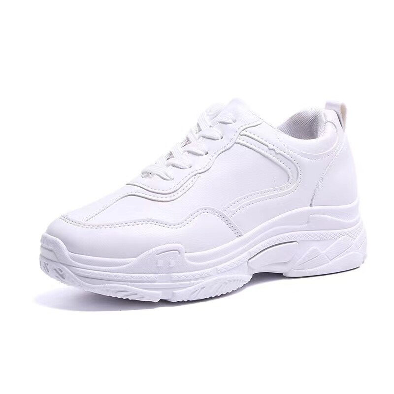 Sličica: White Women Shoes New Chunky Sneakers For Women Lace-Up White Vulcanize Shoes C