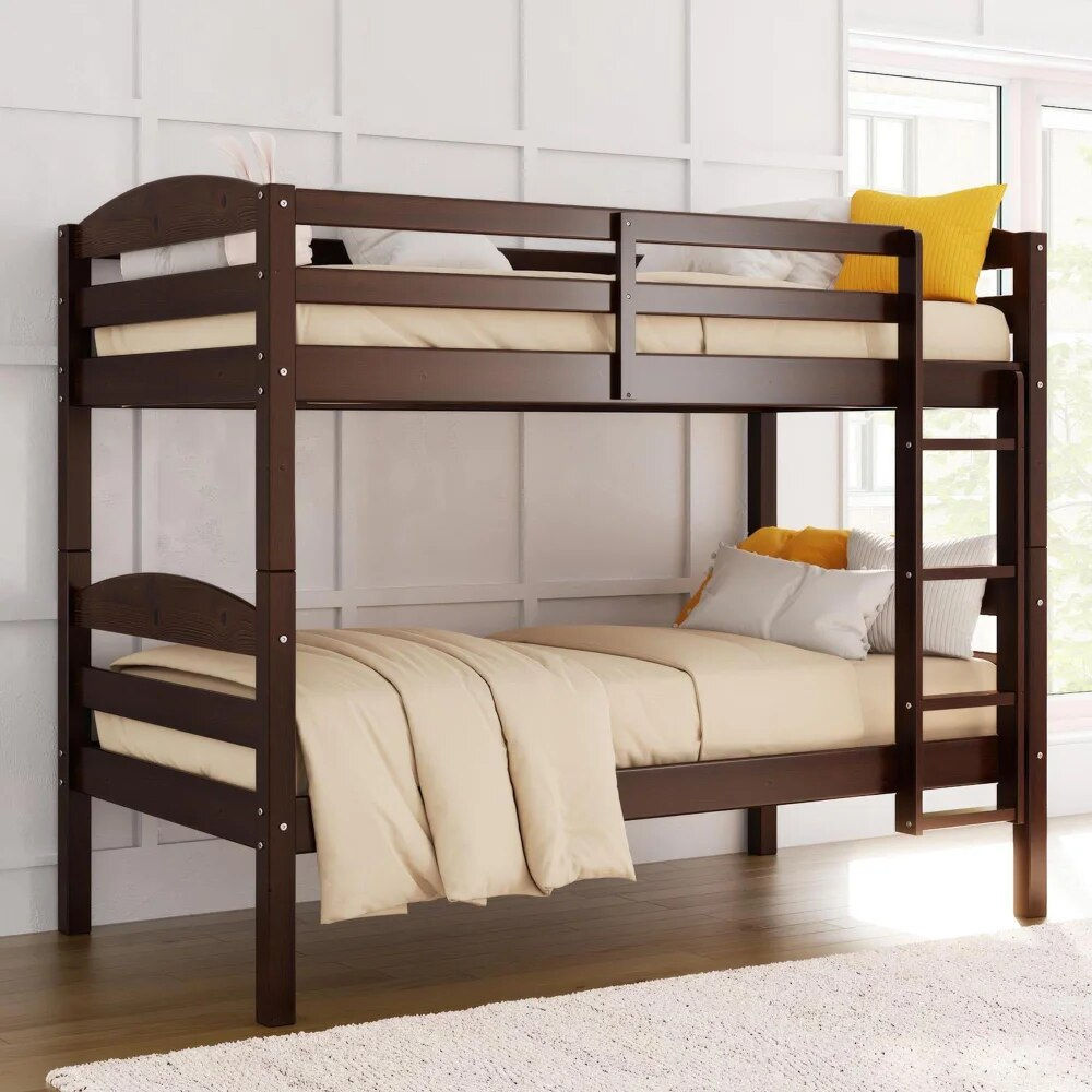 Better Homes & Gardens Leighton Solid Wood Twin-over-Twin Convertible Bunk Bed,