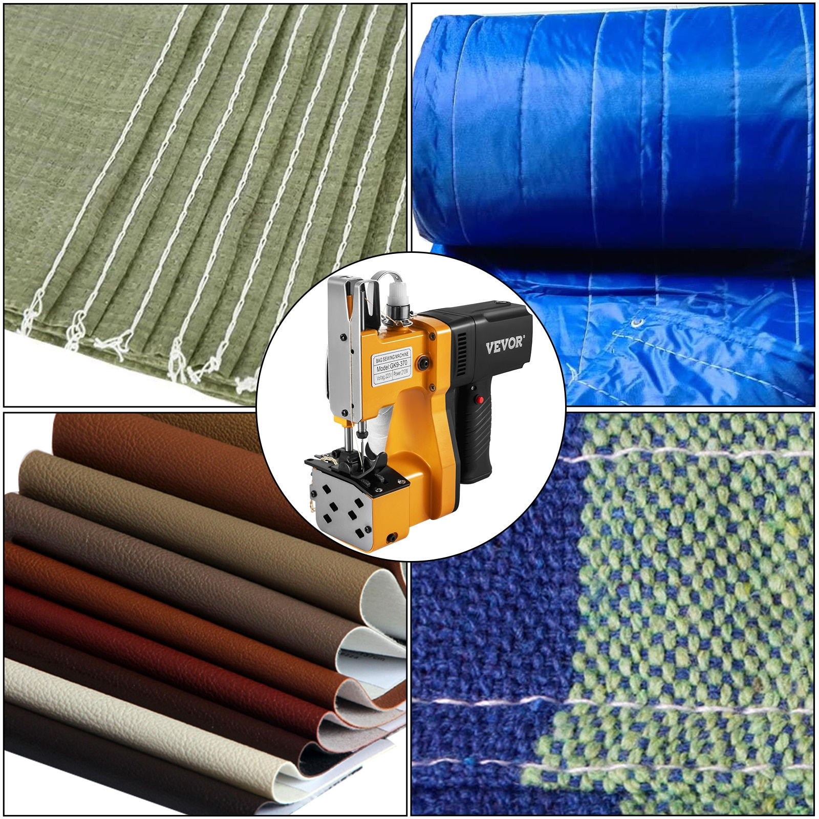 VEVOR Portable Bag Closer Sewing Machine Bag Stitcher Yellow Adjustable Thickne