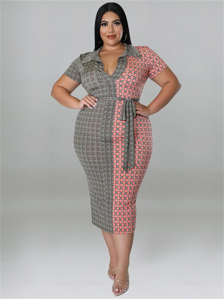 Hình thu nhỏ: Perl Patchwork Bodycon Stretch Plaid Maxi Dress Plus Size Women Clothing Outfit