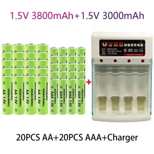 100% Original 1.5V AA3.8Ah+AAA3.0Ah Rechargeable battery NI-MH 1.5 V battery fo