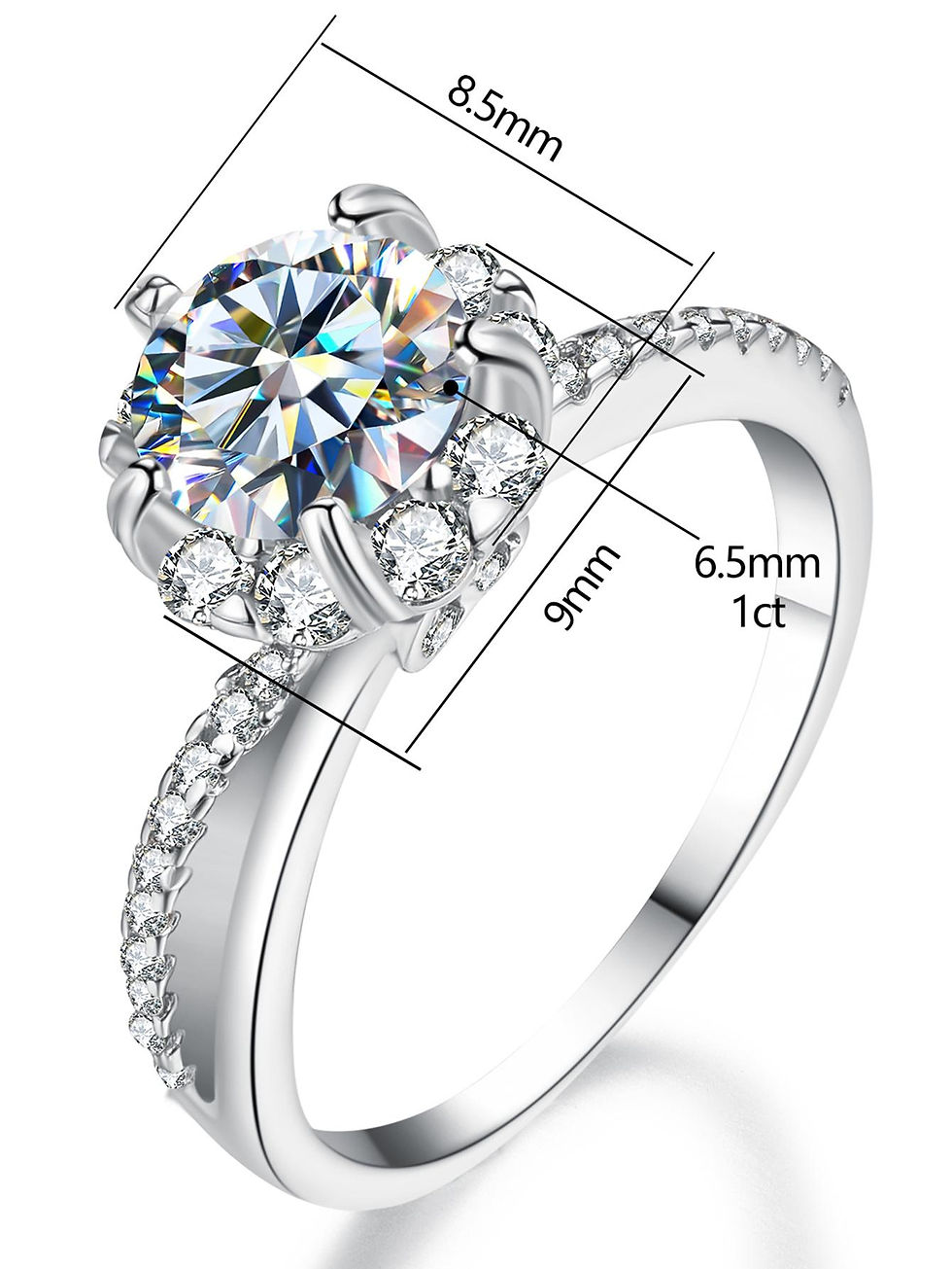 Thumbnail: 1pc Moissanite Engagement Ring Wedding Band For Men Sterling Silver Sparkling P