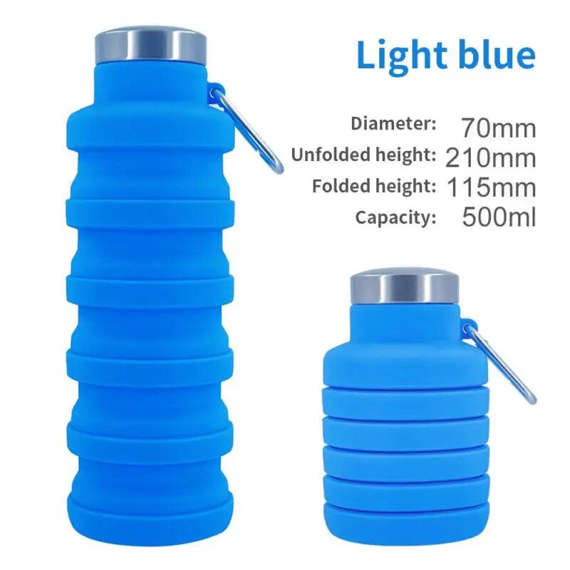 थंबनेल: 1pc Collapsible Water Bottle, Reuseable BPA Free Silicone Foldable Bottles Port