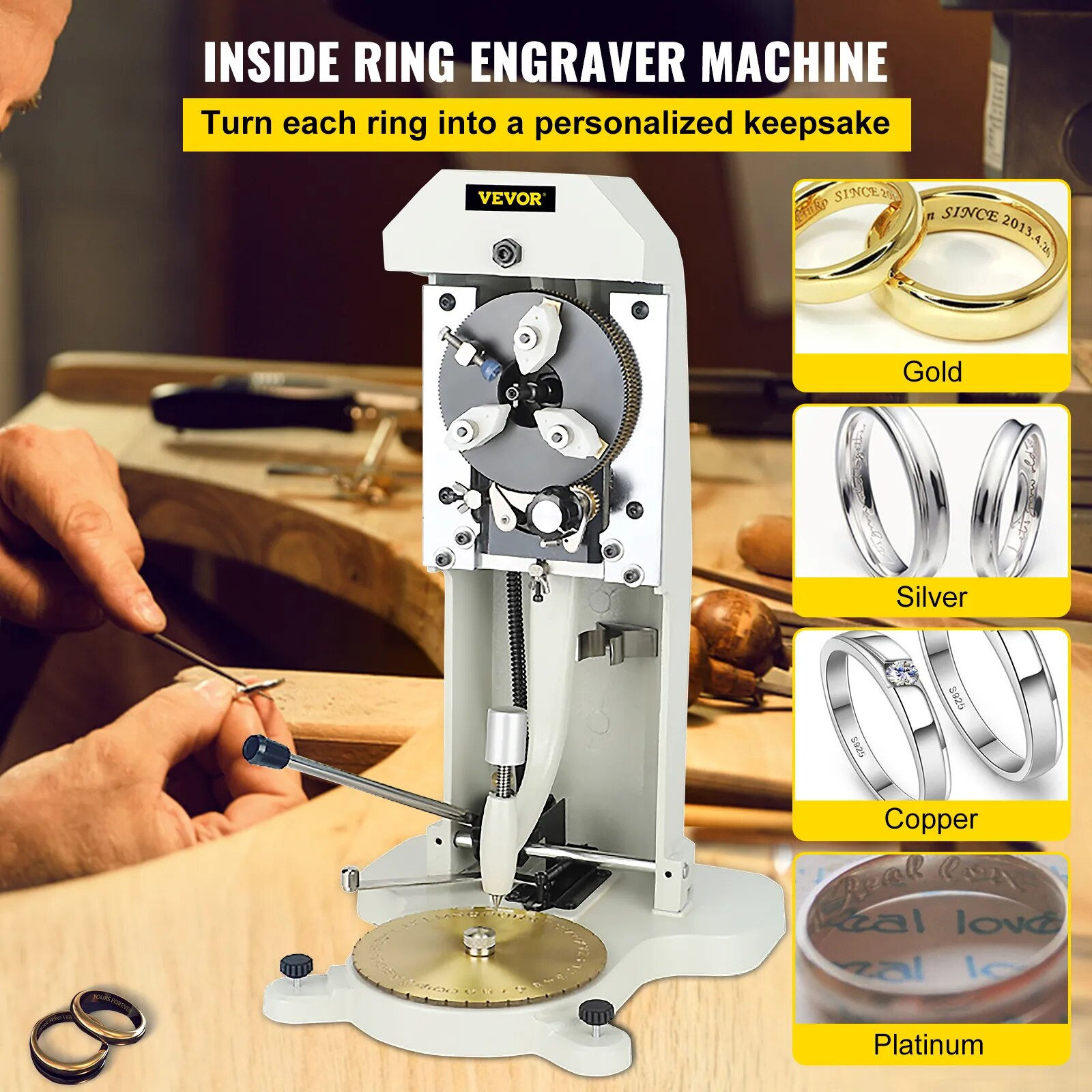 VEVOR Inside Ring Engraver Stamper w/ Two Faces Standard Letter Block Dial Plot