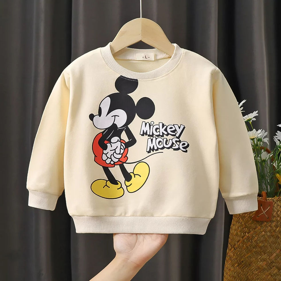 ภาพขนาดย่อ: Mickey Printed Sweatshirts Baby Girl Two Piece Set Disney Casual Pure Color Lon